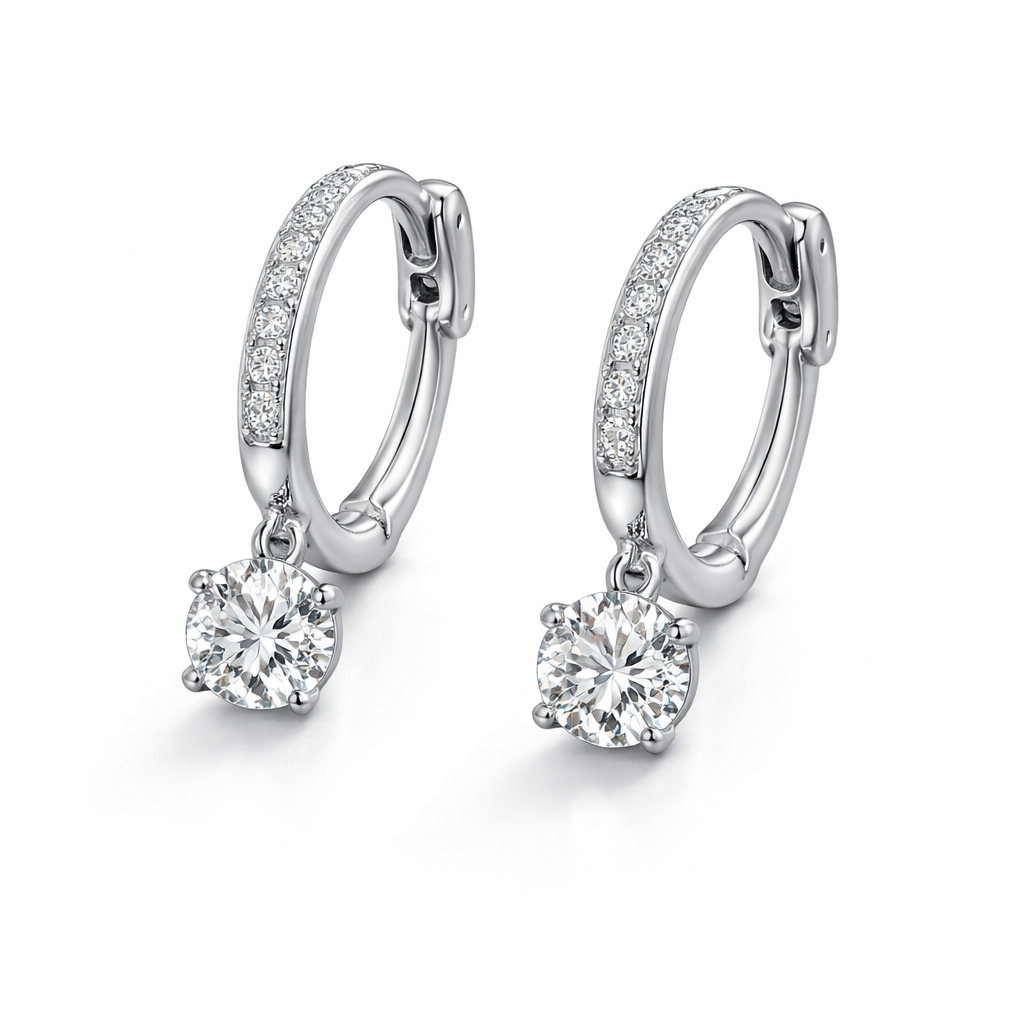 Celeste Drop CZ Hoop Earrings