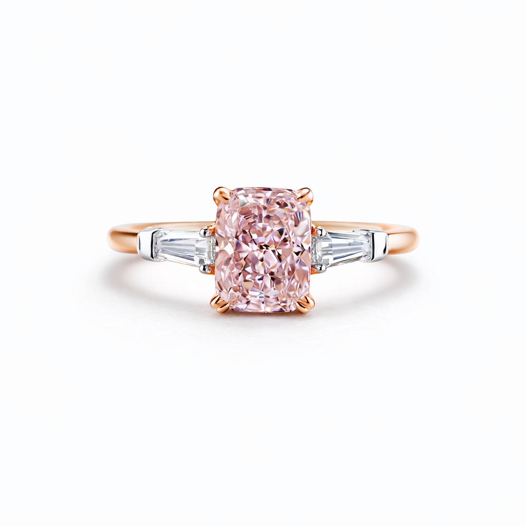 pink simulated diamond ring sterling silver