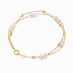 Lurelia Double-Layer Pearl & Gold Bead Bracelet