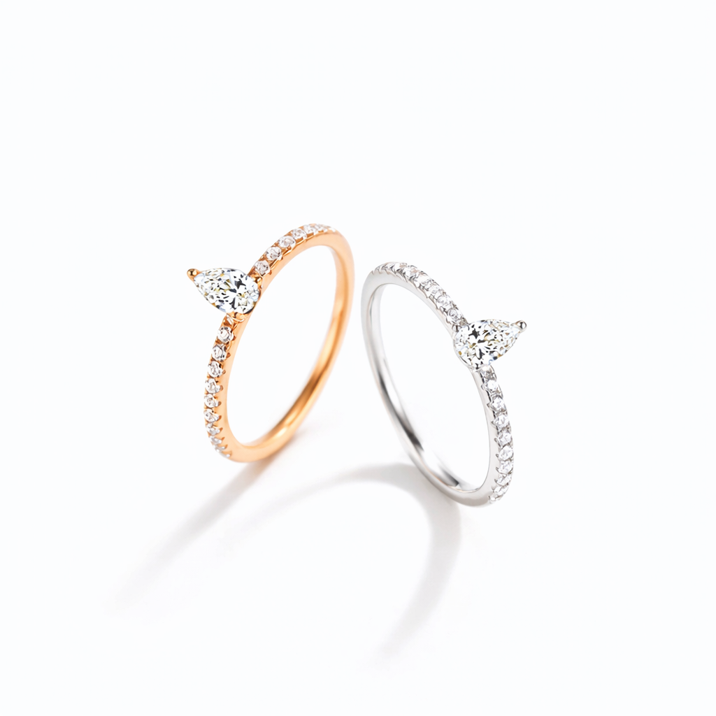 Teardrop Moissanite Pavé Band Ring