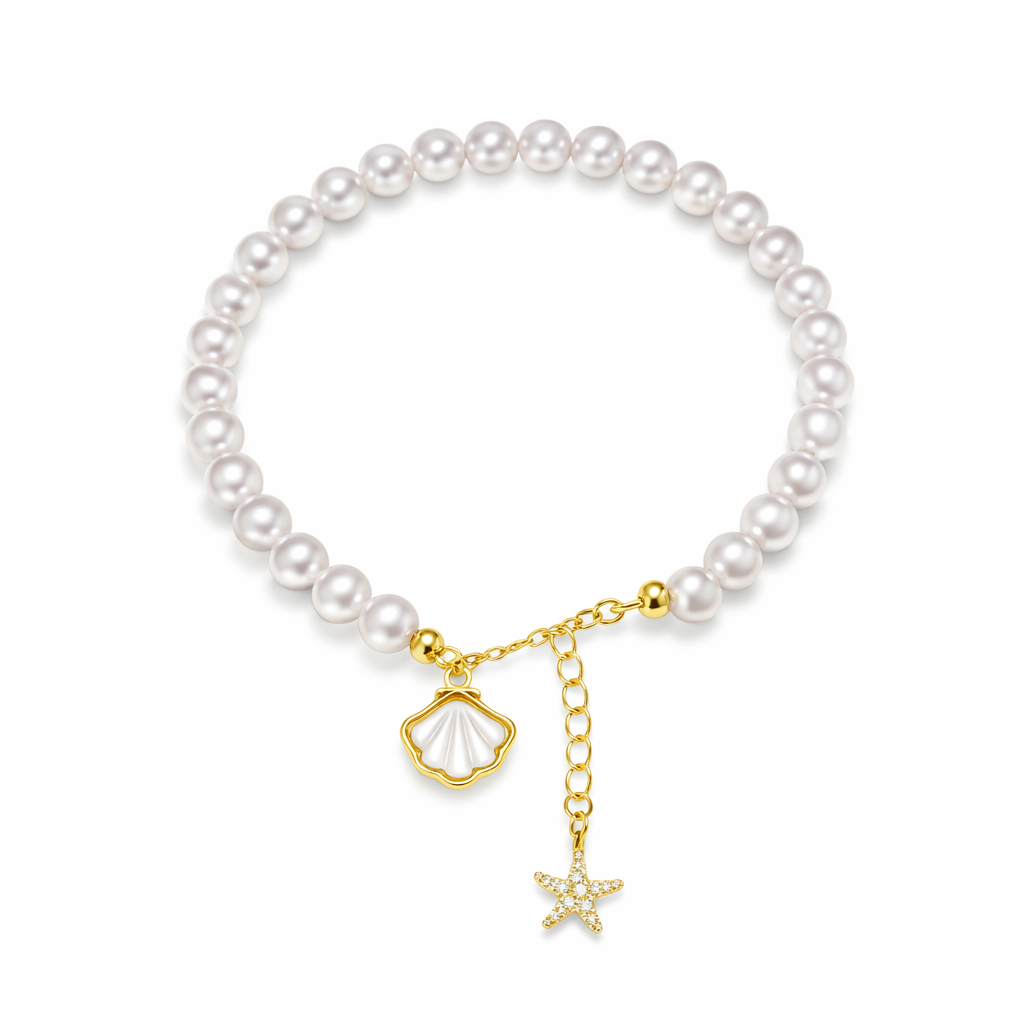 freshwater pearl shell starfish bracelet – Zelvani