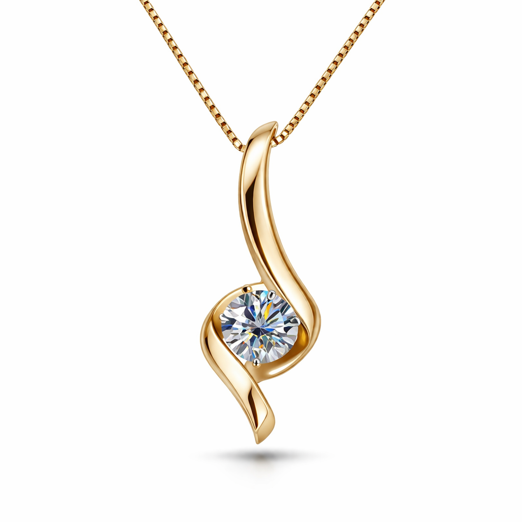 Aureline Twist Moissanite Pendant Necklace
