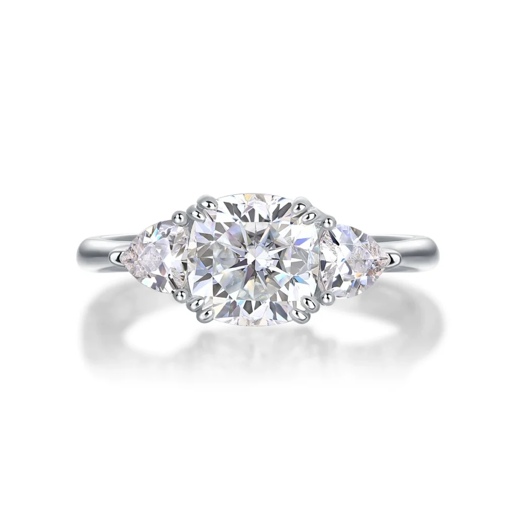 sterling silver moissanite ring solenne 7mm cushion cut