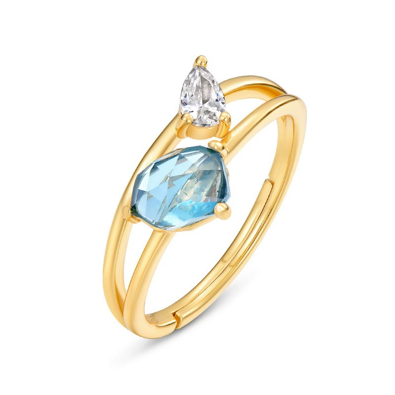 london blue topaz ring aurora dual stone