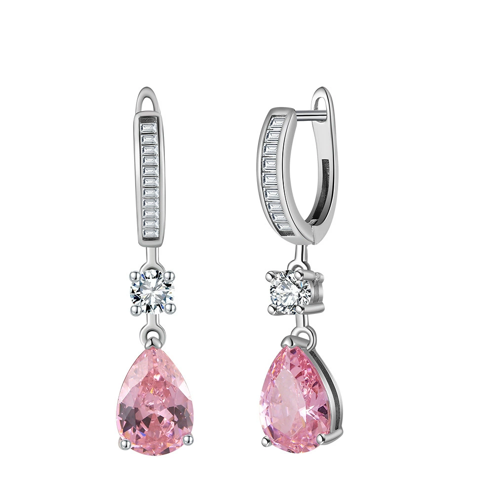Sterling Silver Pink Teardrop Earrings Roselle Grace