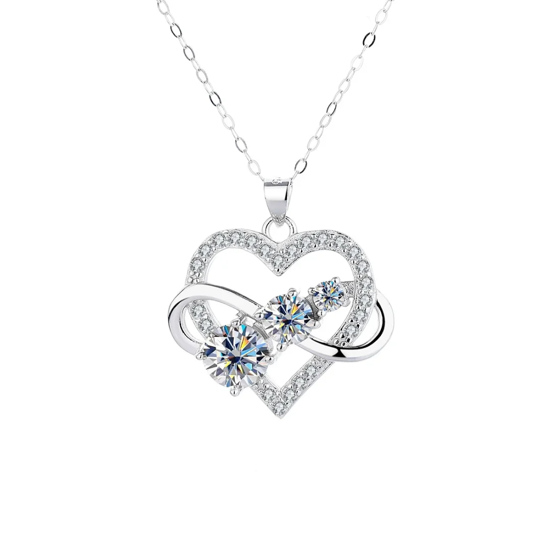 Heart Infinity Moissanite Necklace