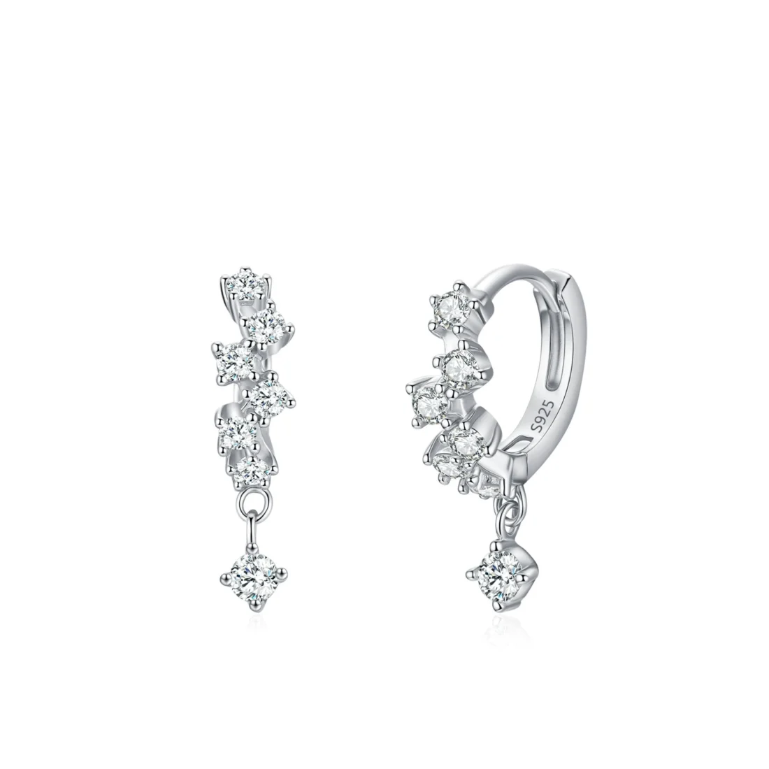 Elara Sterling Silver Crystal Hoop Earrings