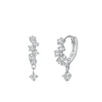 Elara Sterling Silver Crystal Hoop Earrings