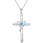 Bríd Heartstone Cross Necklace – Sterling Silver
