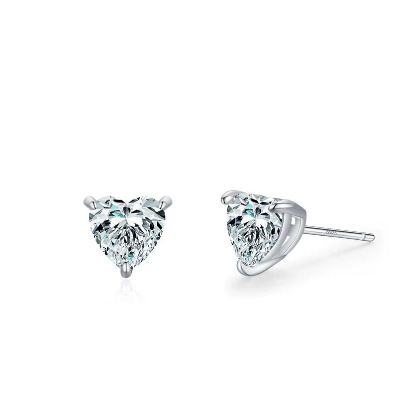 Sterling Silver Heart Stud Earrings Luna