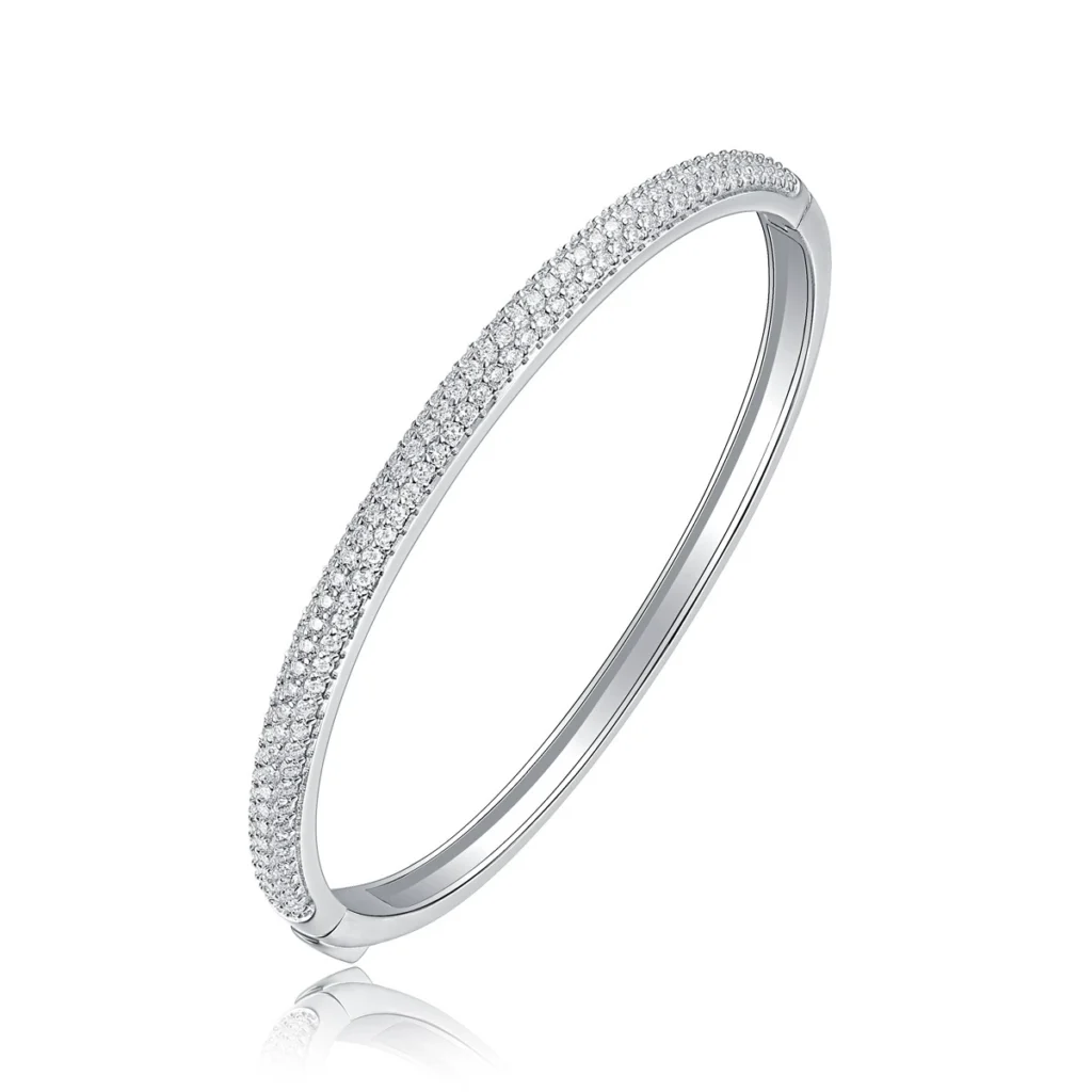 S925 moissanite bangle bracelet in sterling silver