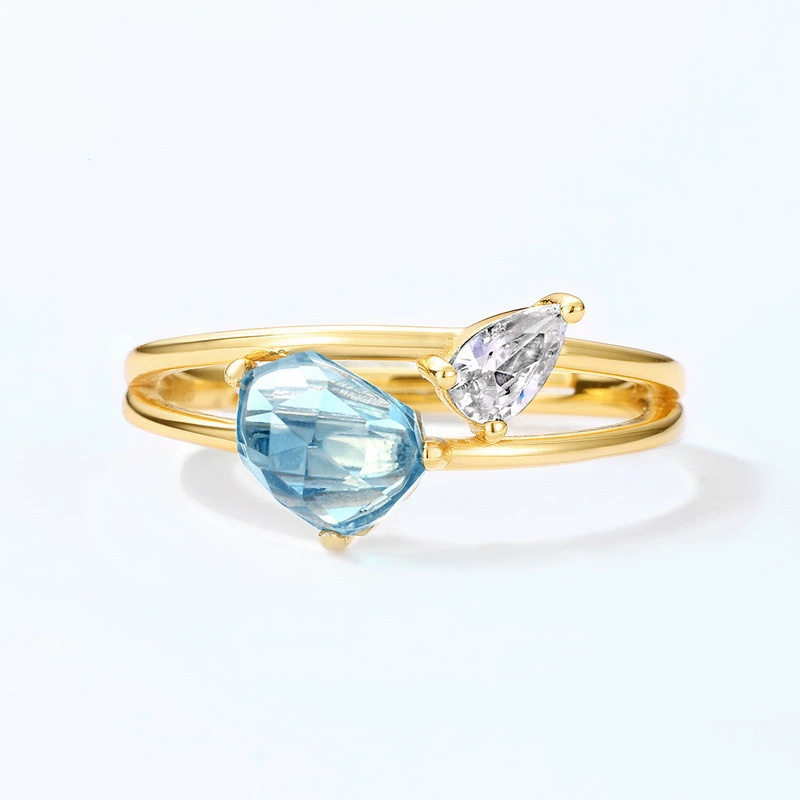 london blue topaz ring aurora dual stone
