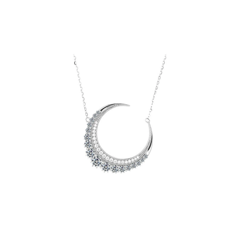 Moissanite Crescent Moon Necklace