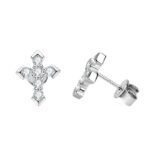 Clarity Moissanite Cross Stud Earrings