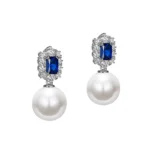 Celestia Royal Blue Gem & Pearl Drop Earrings
