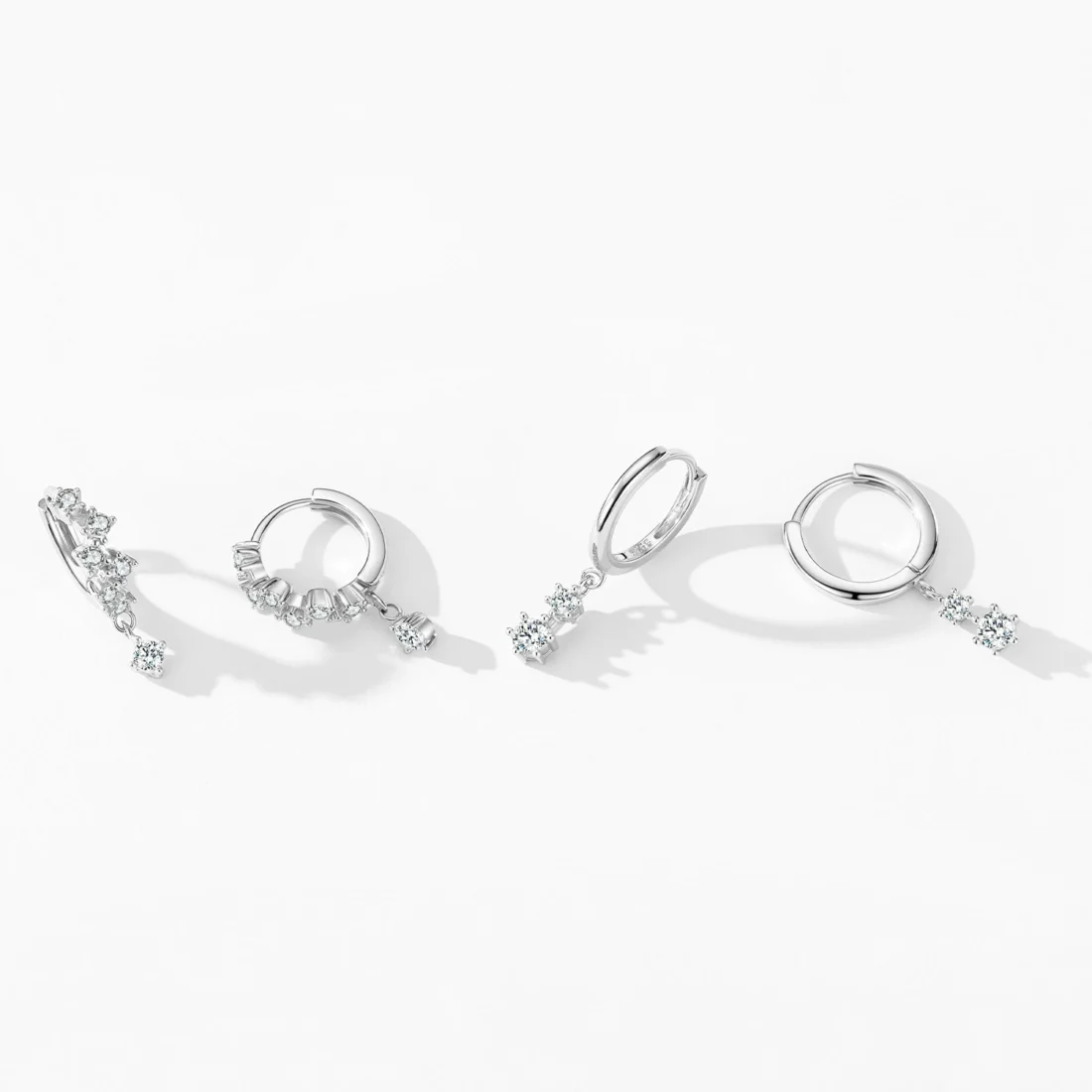 Elara Sterling Silver Crystal Hoop Earrings