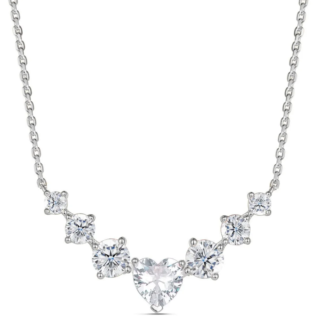 seven princess moissanite necklace in s925 sterling silver