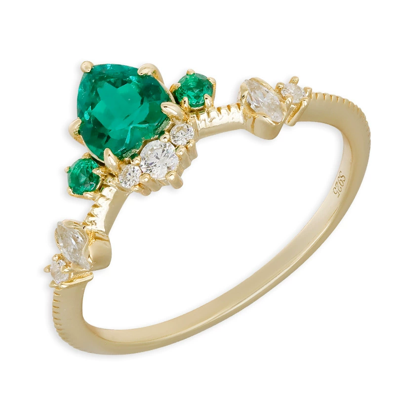 gold plated emerald ring eire heartloom zelvani
