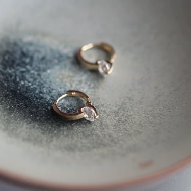 9K Gold Huggie Earrings Aurora Solitaire