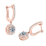 Moissanite Halo Drop Earrings