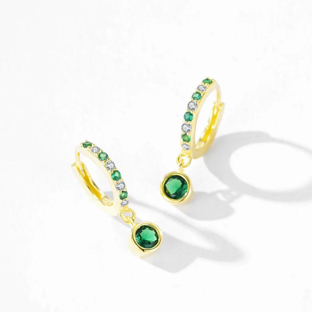 Gold Zirconia Hoop Earrings Azure Drop