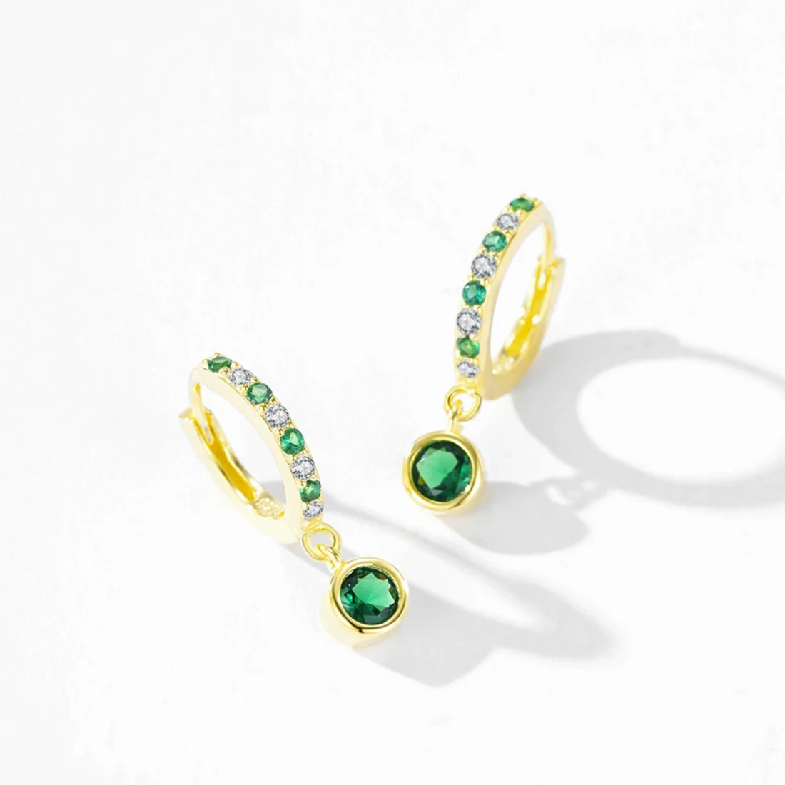 Gold Zirconia Hoop Earrings Azure Drop