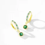 Azure Drop – Gold Zirconia Hoop Earrings