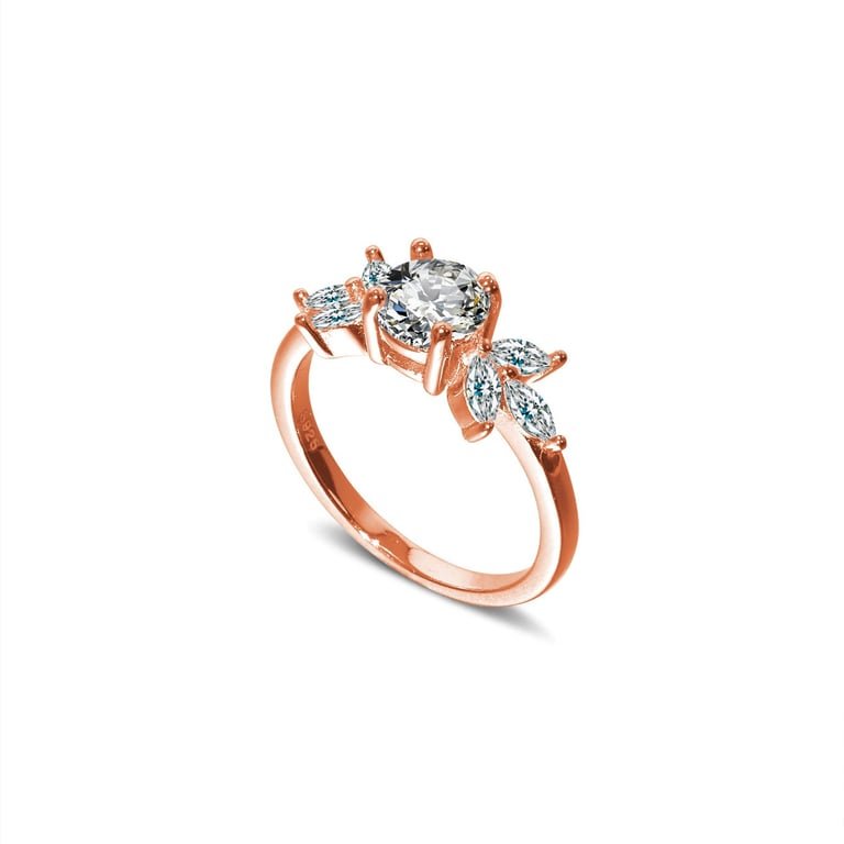 rose gold leaf ring aurielle s925 sterling silver