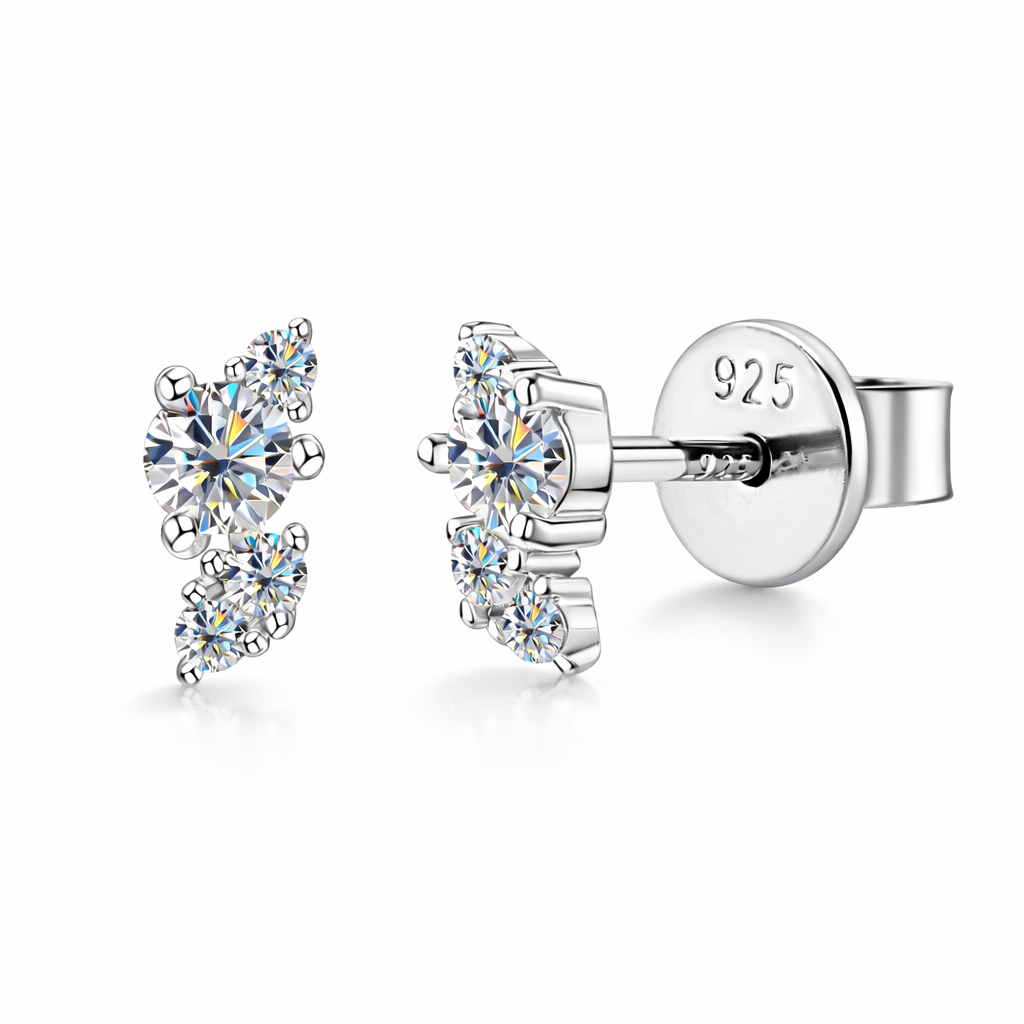 trinity moissanite stud earrings in S925 sterling silver