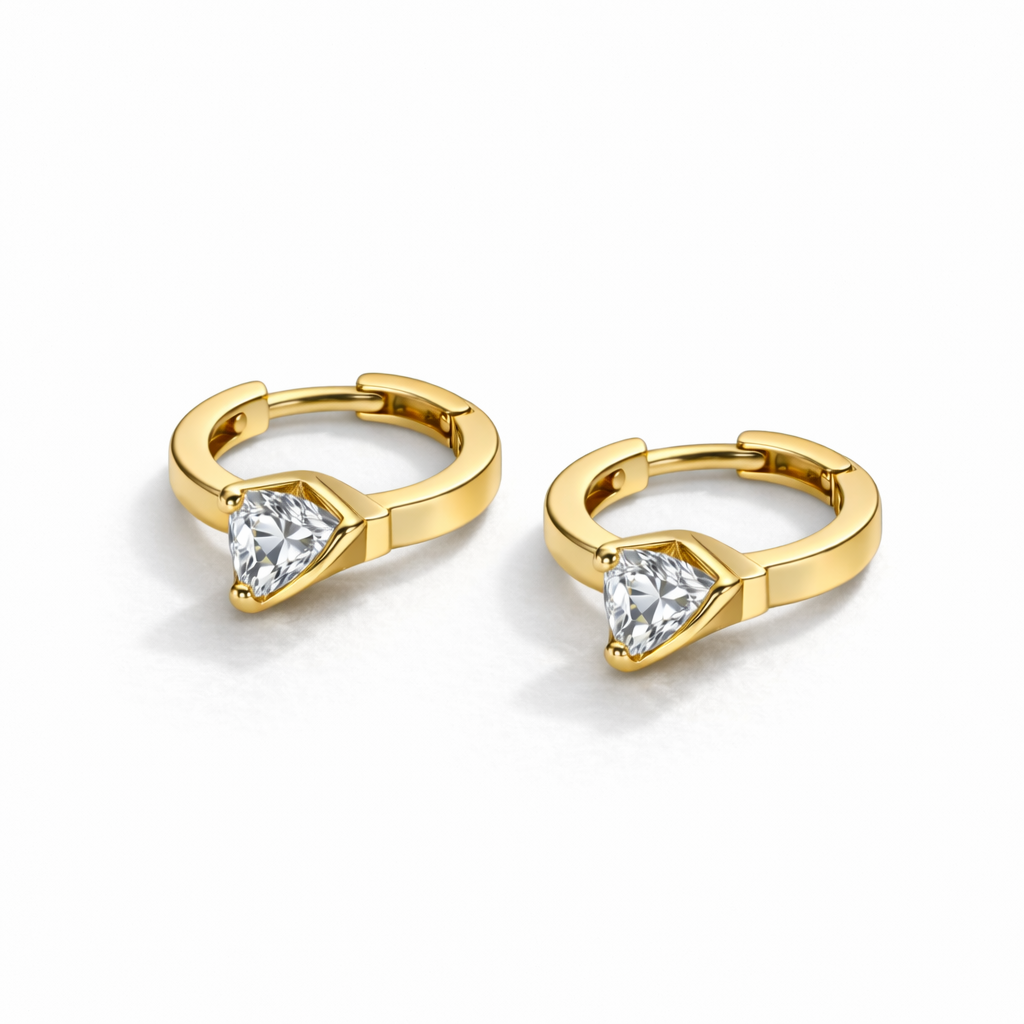 9K Gold Huggie Earrings Aurora Solitaire