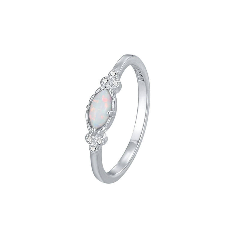 Orla Opal Halo Ring sterling silver oval opal ring Zelvani