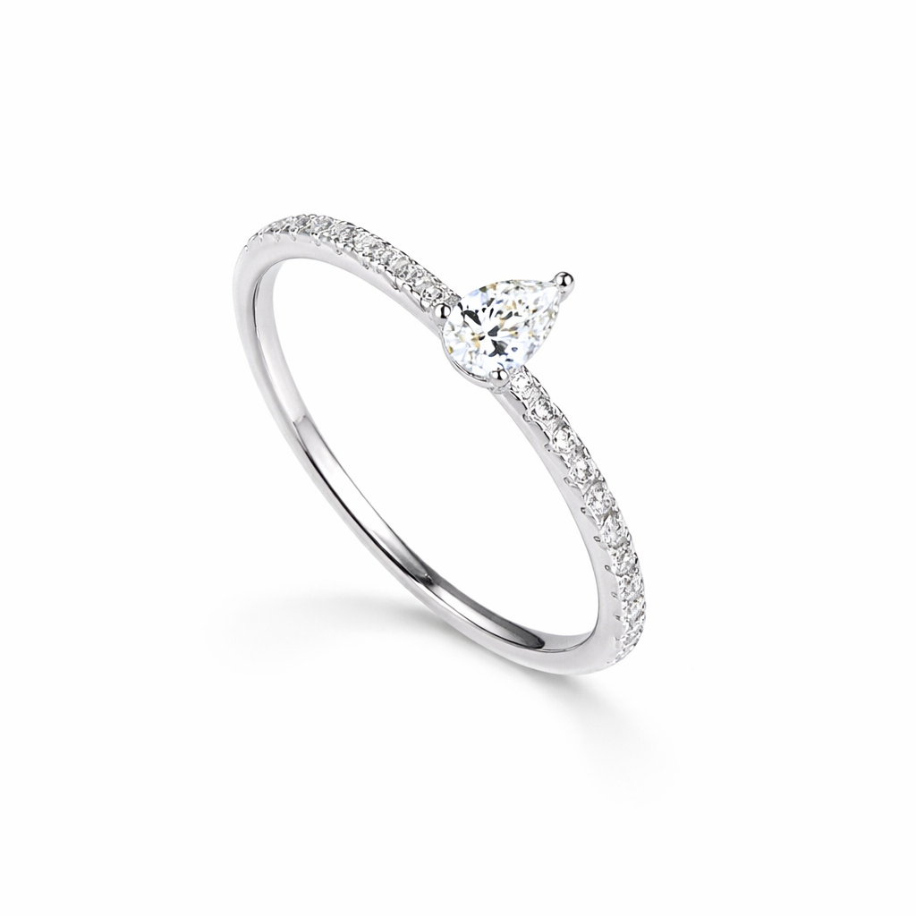 Teardrop Moissanite Pavé Band Ring