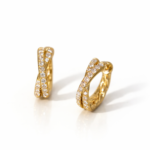 Monteré Gold Pavé Twist Huggie Earrings