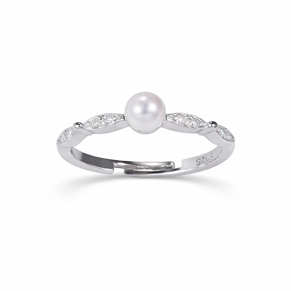 Ríon Pearl Adjustable Ring freshwater pearl sterling silver ring Zelvani