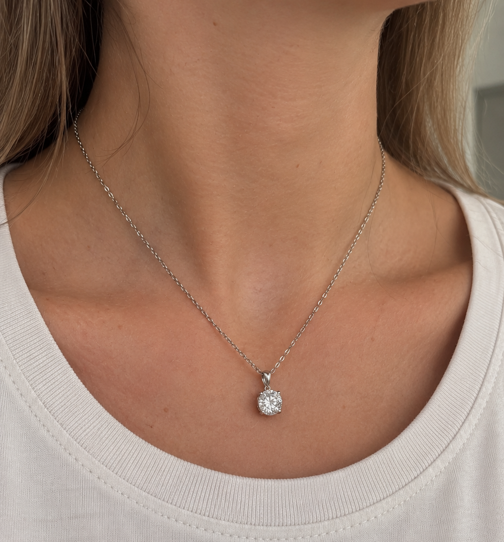 029c769f-3265-46fe-9b74-dd431f8f7d21 Seren 2ct moissanite necklace worn on neck